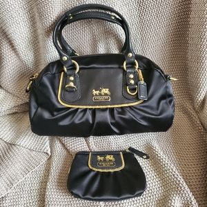 Coach Black Satin Bag with Coin Purse
